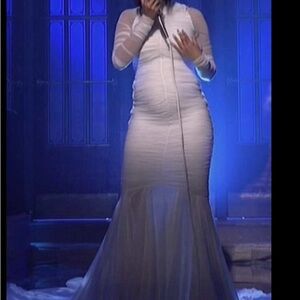 Fashion Nova White Ruched Dress